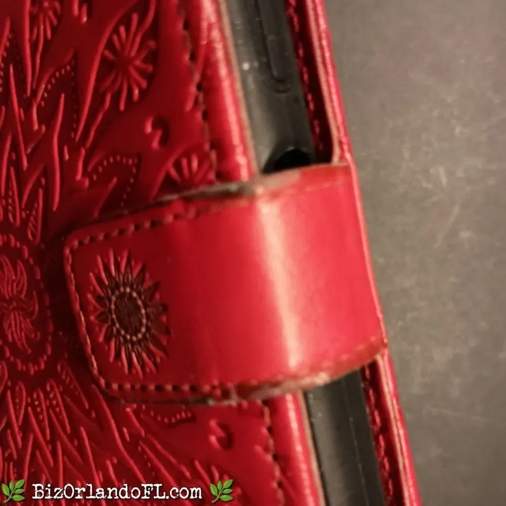 ELECTRONICS: Red Embossed Sunflower Wallet Case for Nokia G50 **GOOD CONDITION**